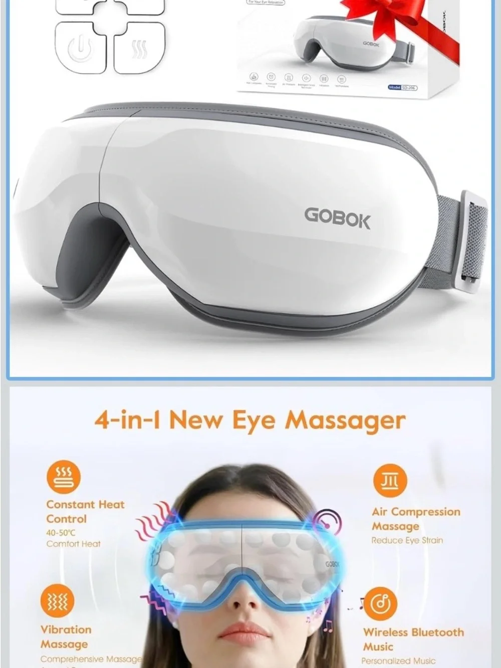 GOBOK Smart Eye Massager - Relaxing Heat & Vibration Therapy